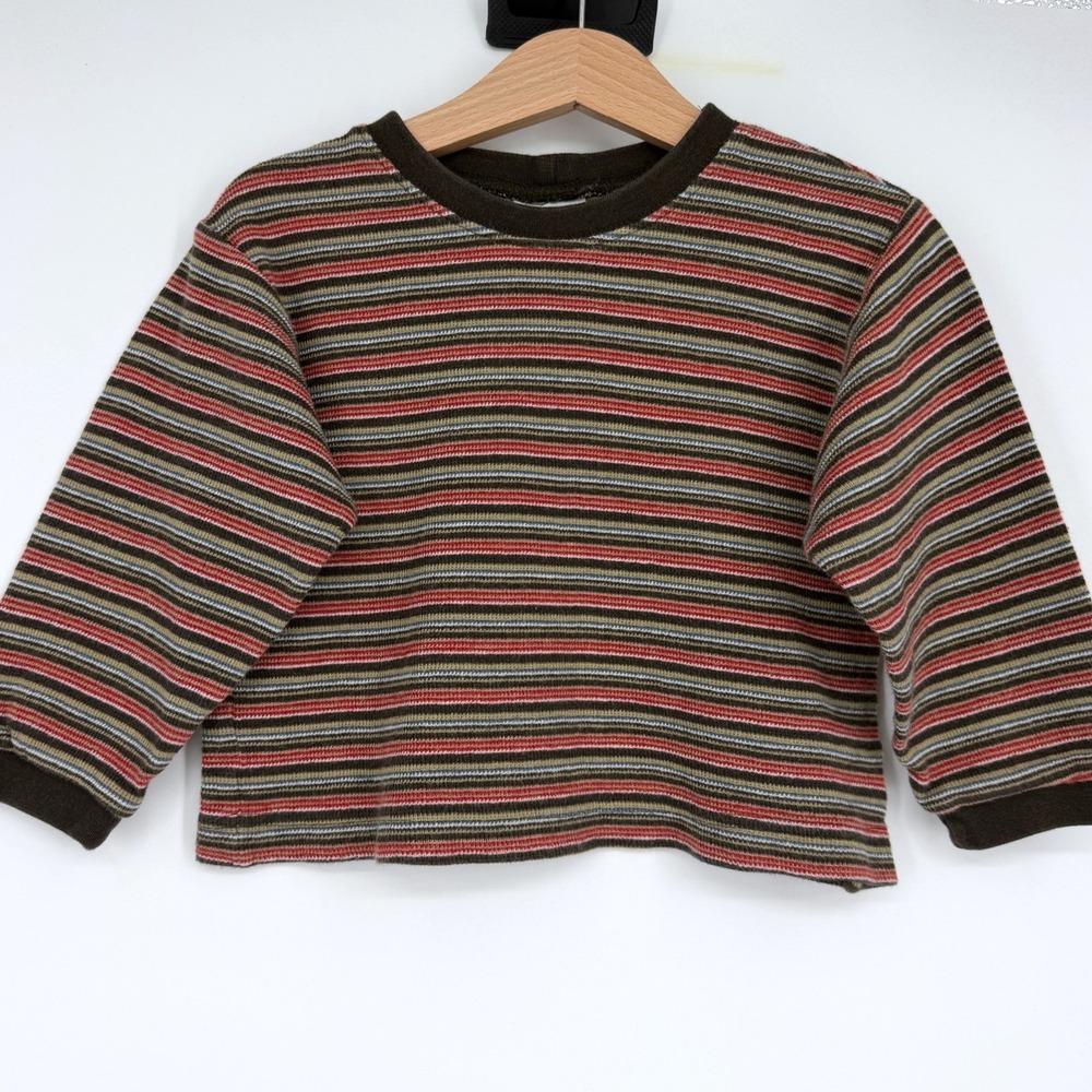 OshKosh B'gosh Y2K Vintage Boy's Shirt Brown Striped Long Sleeve Cotton Shirt